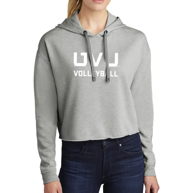 Sport-Tek Ladies PosiCharge Tri-Blend Wicking Fleece Crop Hooded Pullover - UVU Volleyball