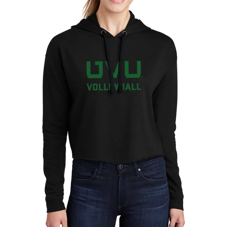 Sport-Tek Ladies PosiCharge Tri-Blend Wicking Fleece Crop Hooded Pullover - UVU Volleyball