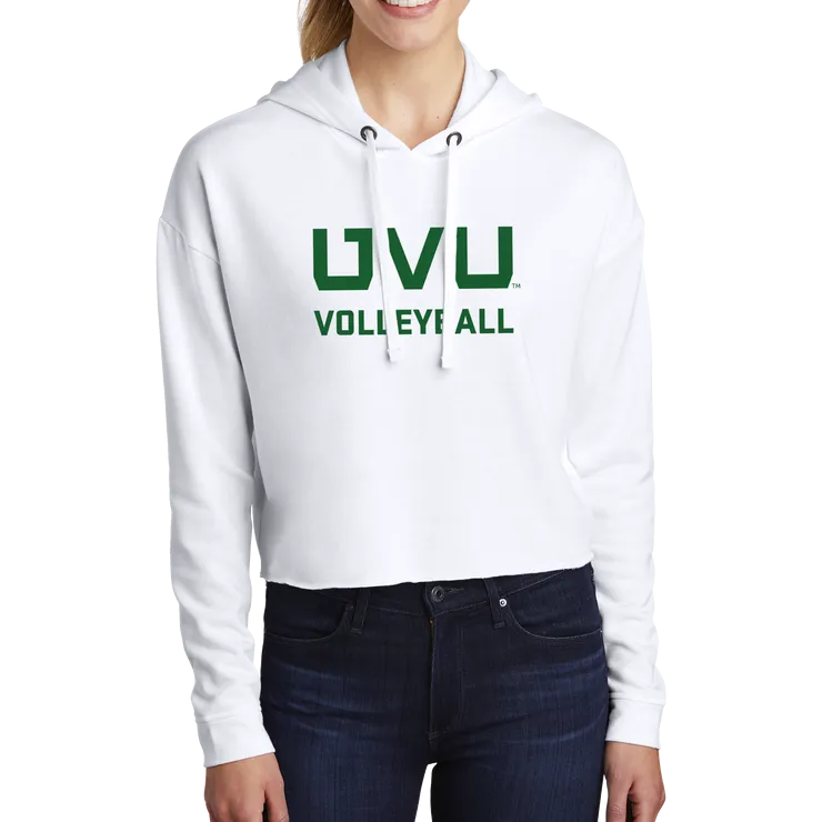 Sport-Tek Ladies PosiCharge Tri-Blend Wicking Fleece Crop Hooded Pullover - UVU Volleyball