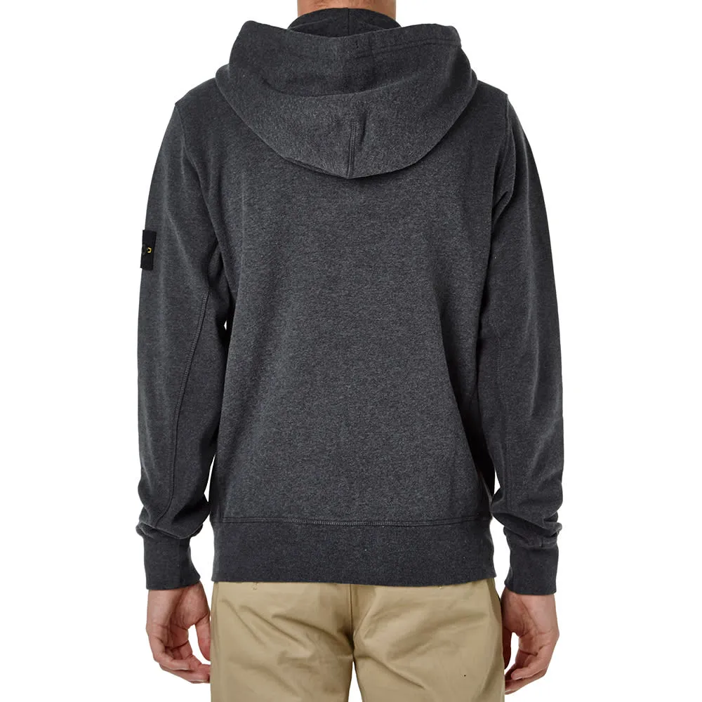 Stone Island Garment Dyed Zipped Cotton Fleece Hooded SweatCharcoal Marl