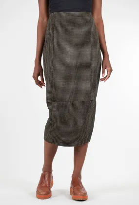 Stretch Check Skirt, Bronze