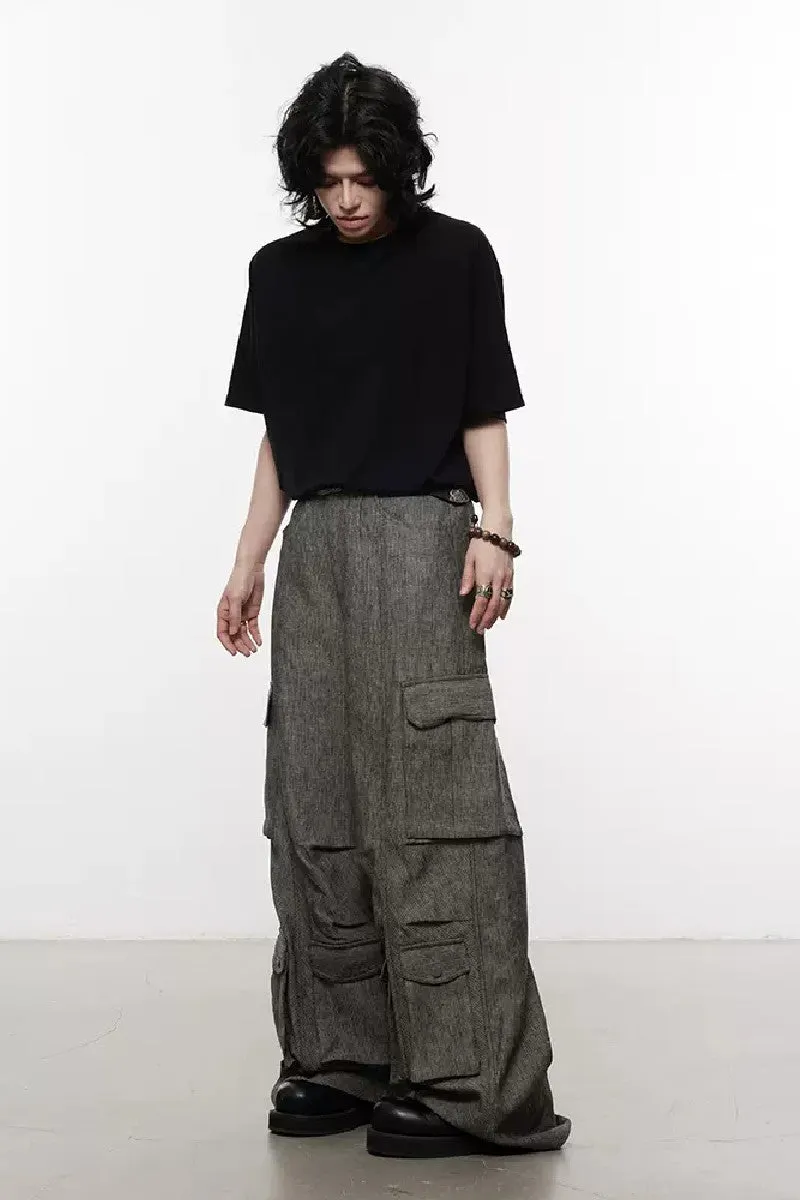 Striped Oversized Multi Pocket Trousers