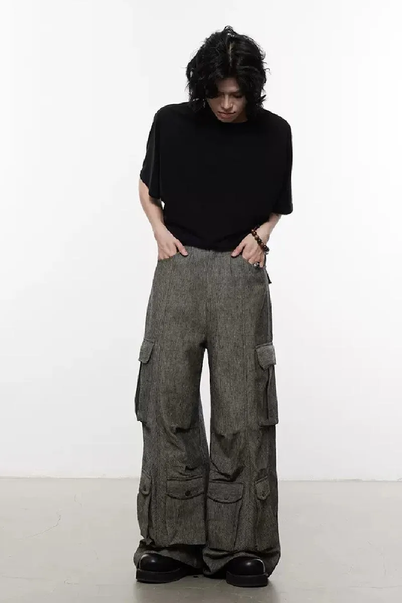 Striped Oversized Multi Pocket Trousers