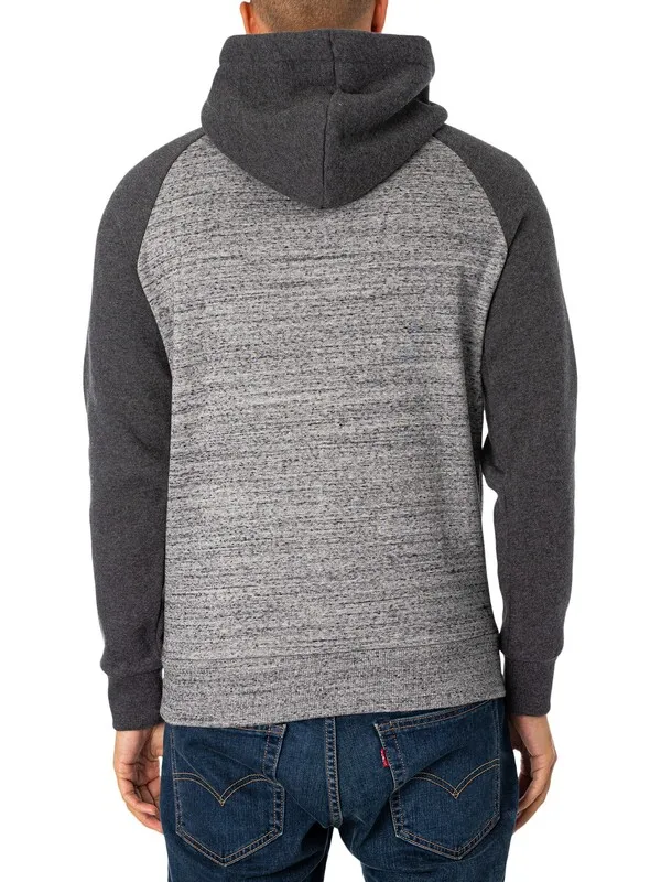 Superdry Athletic Raglan Pullover Hoodie - Flint Grey Grit/Charcoal Heather