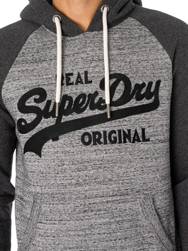 Superdry Athletic Raglan Pullover Hoodie - Flint Grey Grit/Charcoal Heather