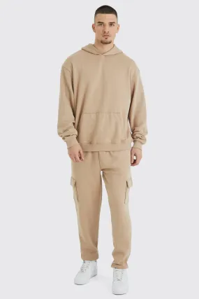 Tall Oversized Boxy Hooded Cargo Tracksuit | boohooMAN UK