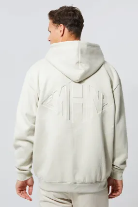 Tall Oversized Man Diamond Debossed Zip Hoodie | boohooMAN UK