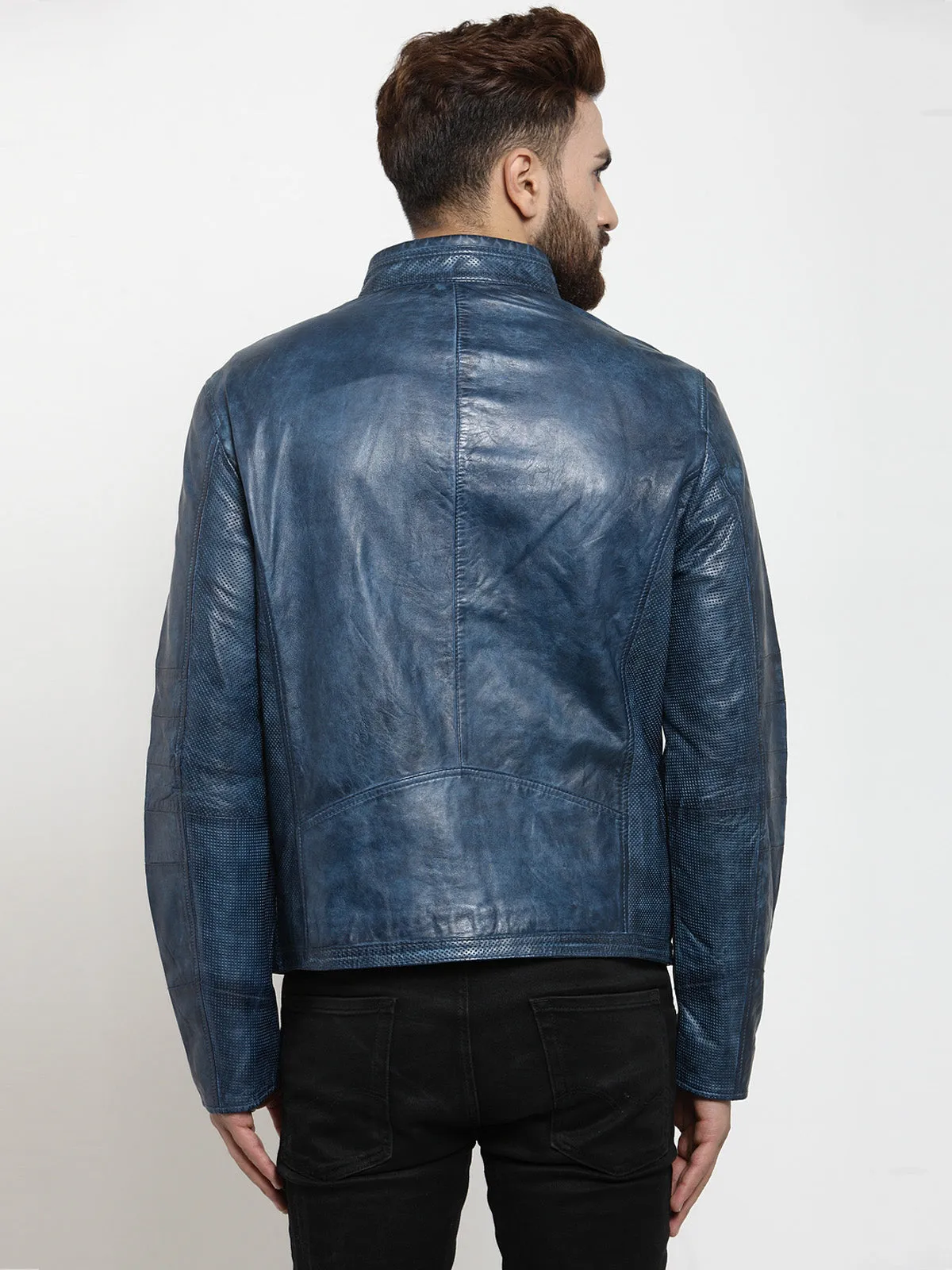 Teakwood Leathers Royal Blue Men's 100% Genuine Leather Jacket