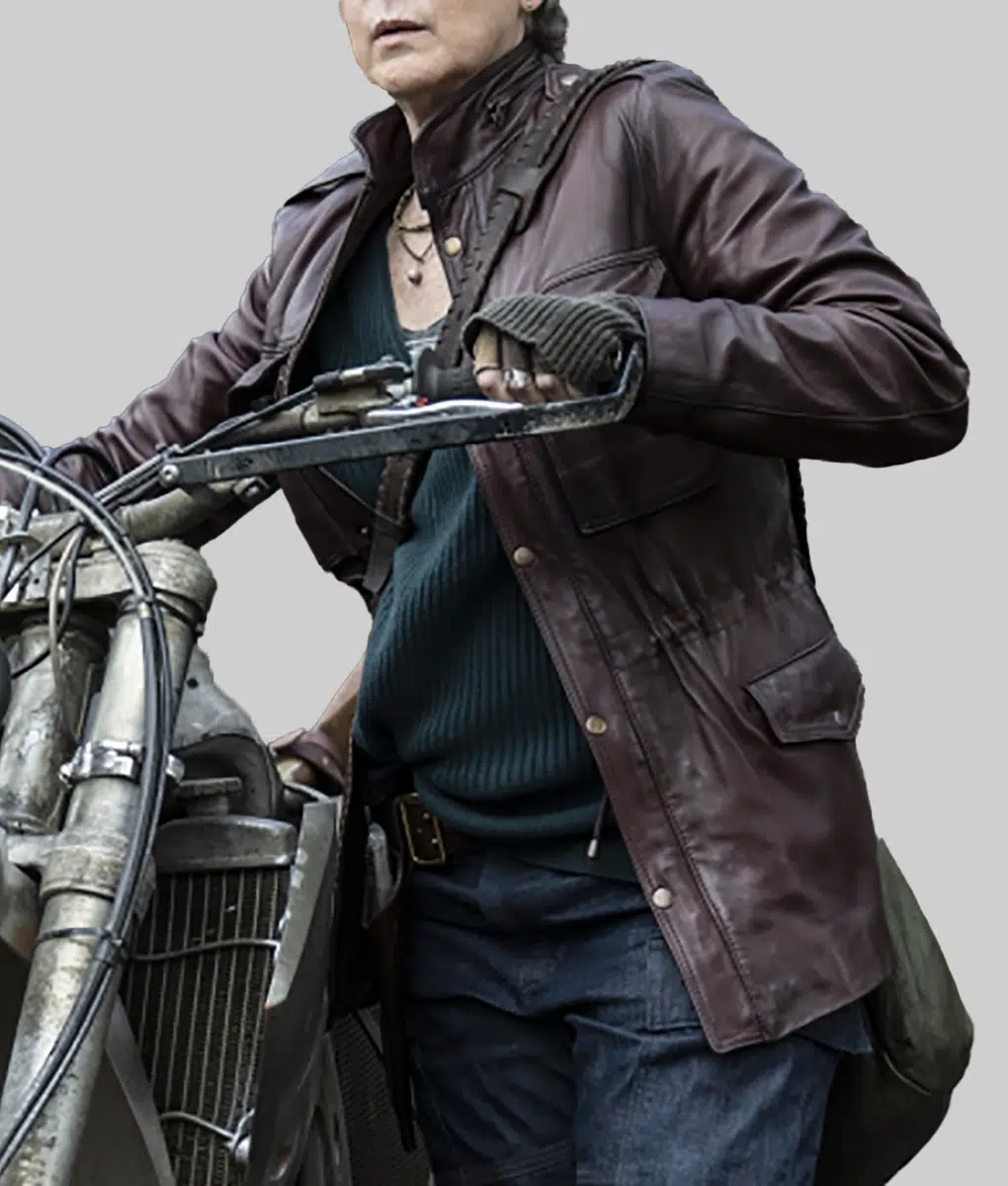 The Walking Dead Melissa McBride (Carol Peletier) Leather Biker Jacket | TLC UK