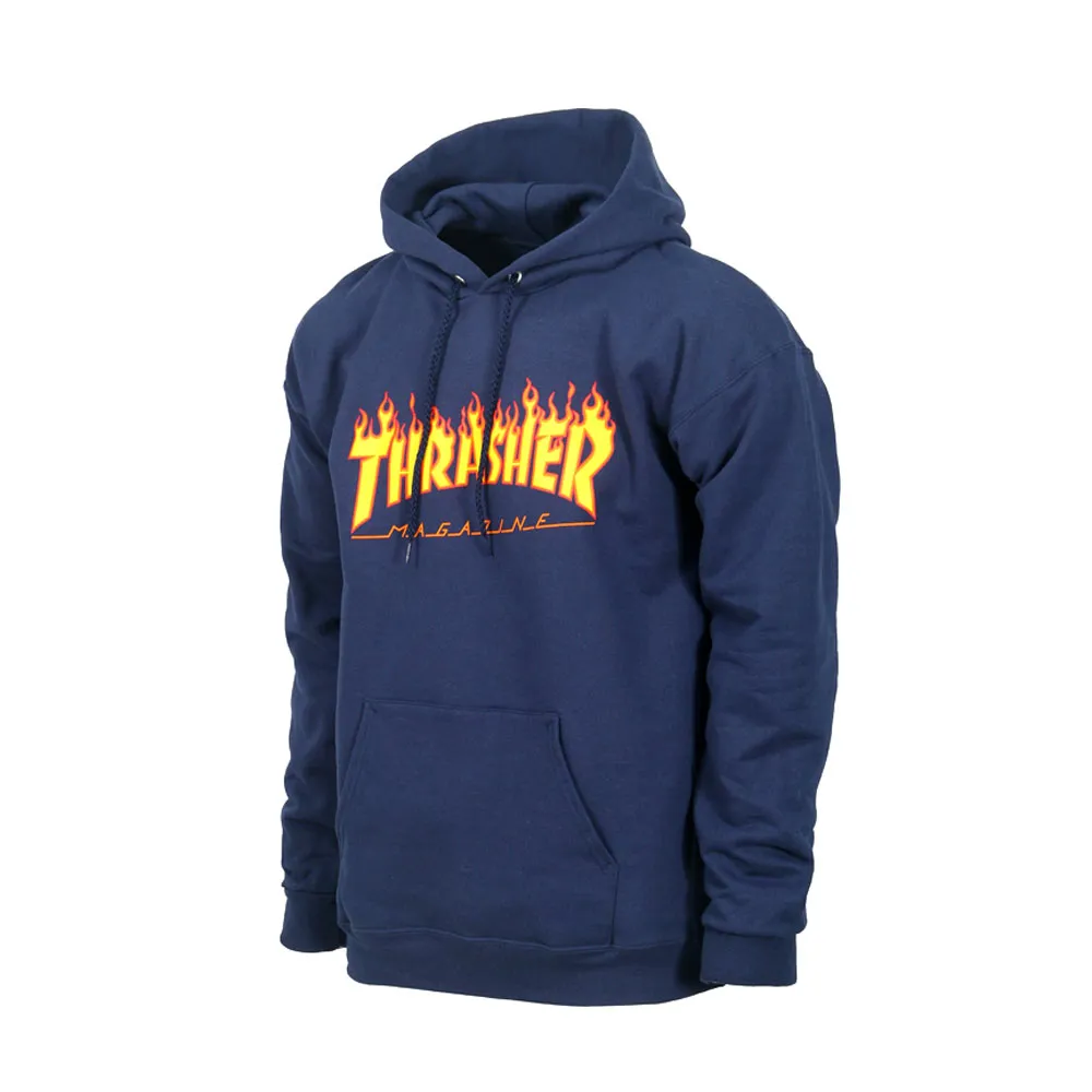 Thrasher Flame Logo Navy Pullover Hoodie Felpa con cappuccio