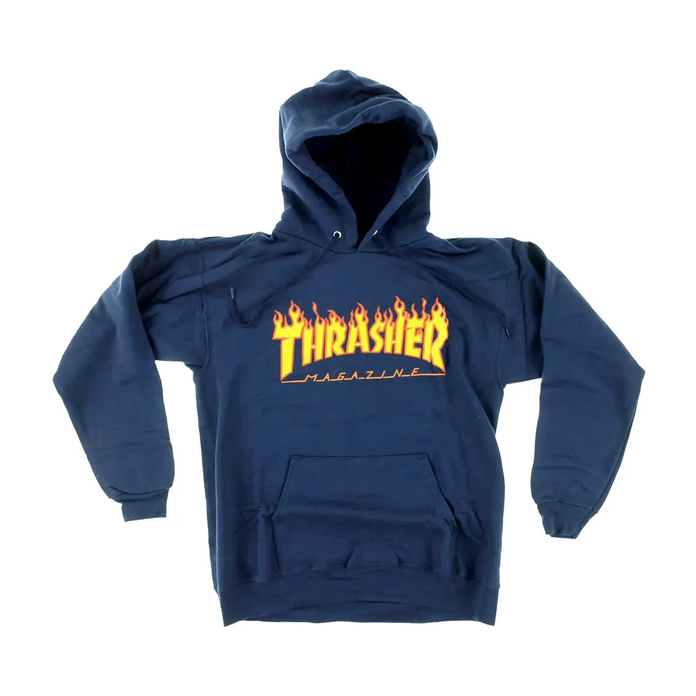 Thrasher Flame Logo Navy Pullover Hoodie Felpa con cappuccio