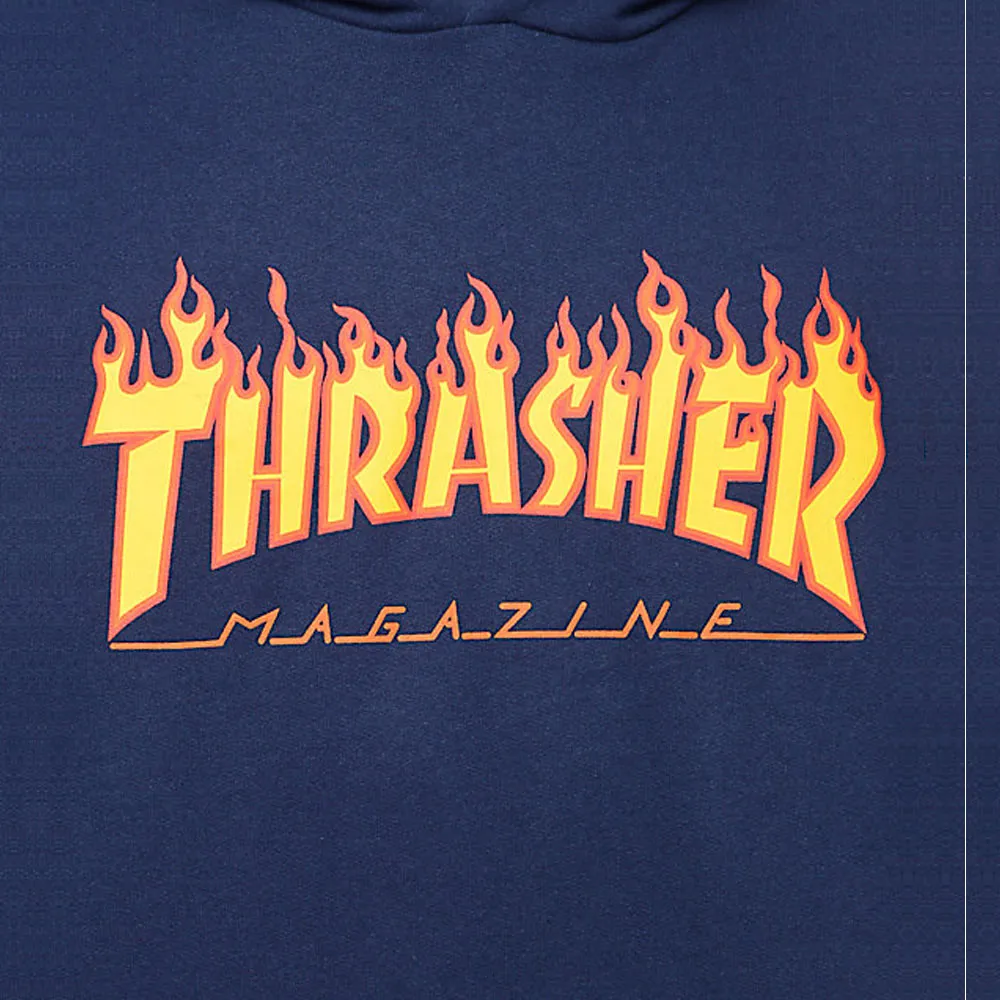 Thrasher Flame Logo Navy Pullover Hoodie Felpa con cappuccio