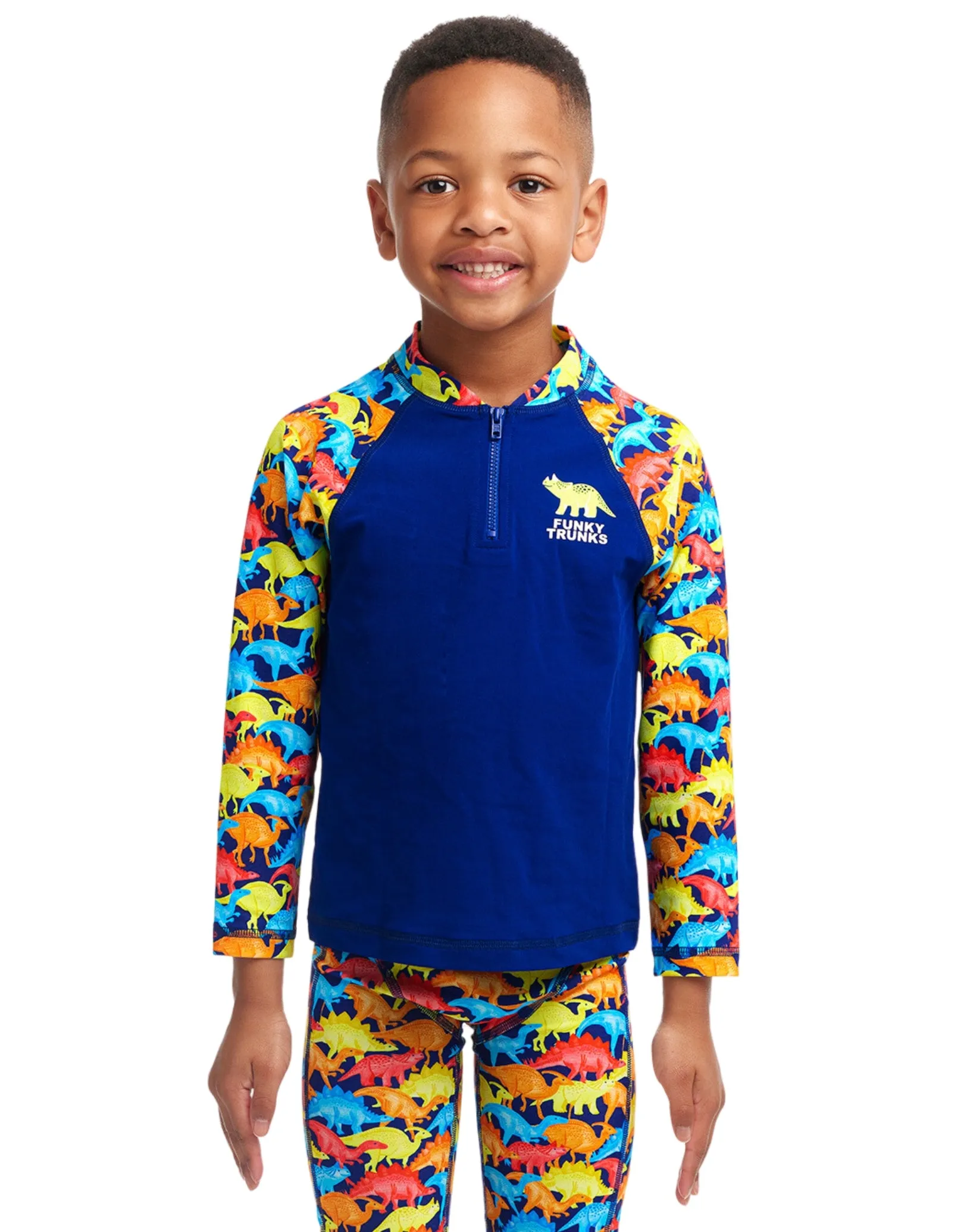 Toddler Boys Swimmasaurus Zippy Rash Vest  - Blue/Multi