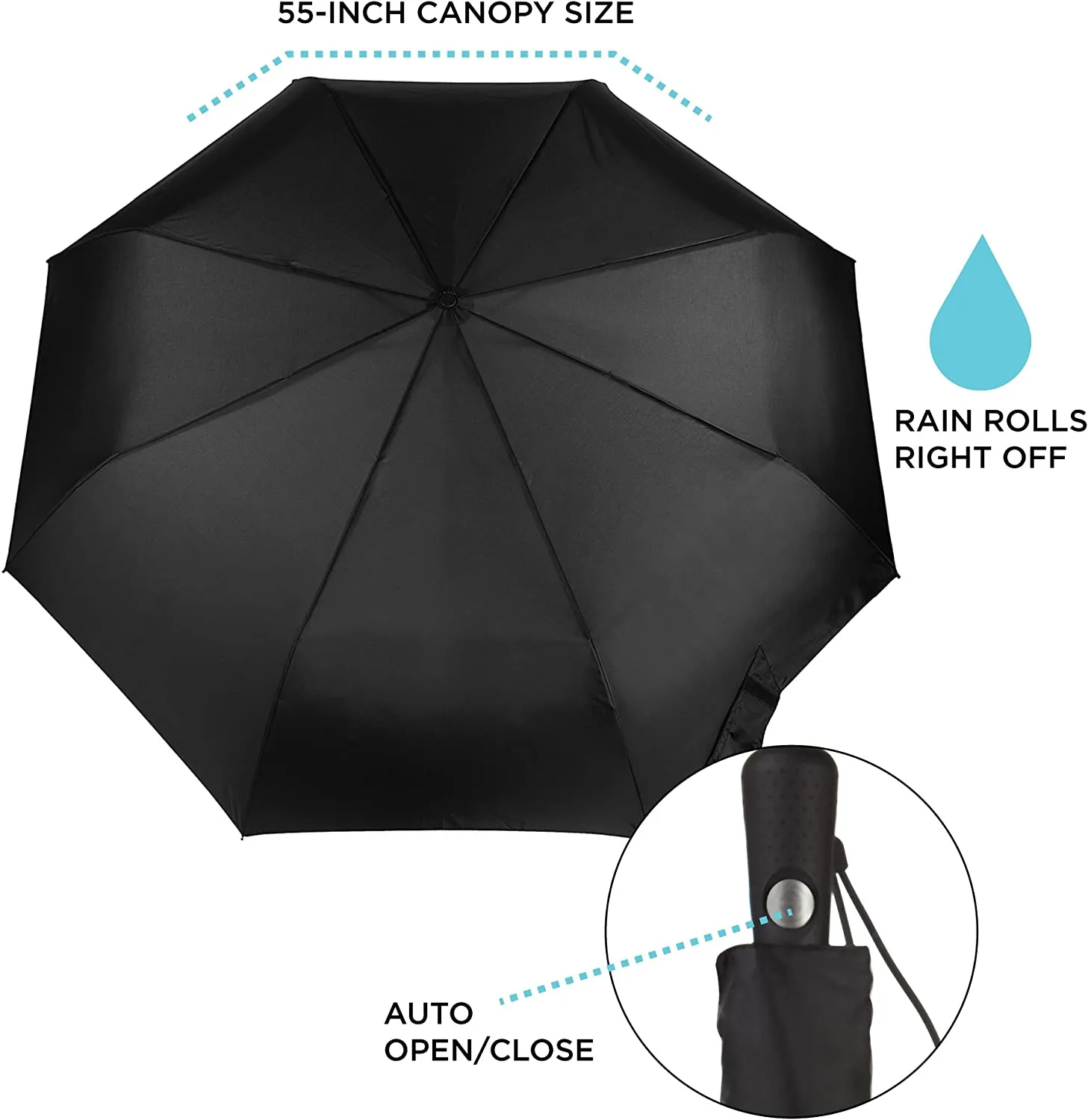 Totes Duet Golf Size Auto Open/Close Umbrella