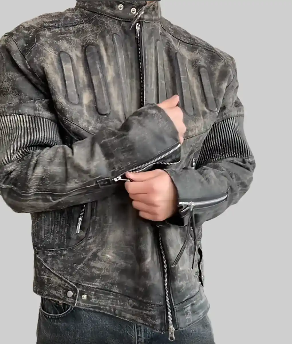 Travis Scott Juntae Kim Distressed Leather Biker Jacket | TLC UK