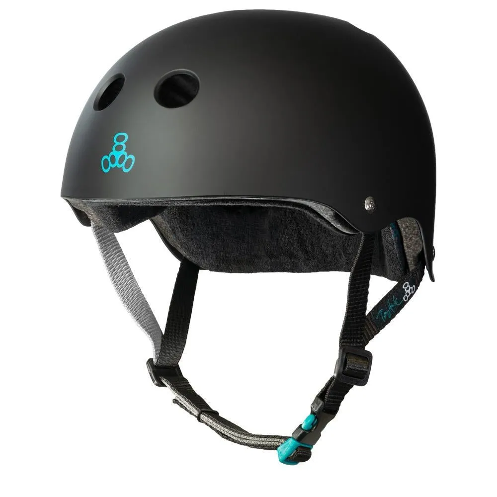 Triple 8 Tony Hawk Pro Sweatsaver Certified Helmet Black Cyan Blue Large/Xlarge