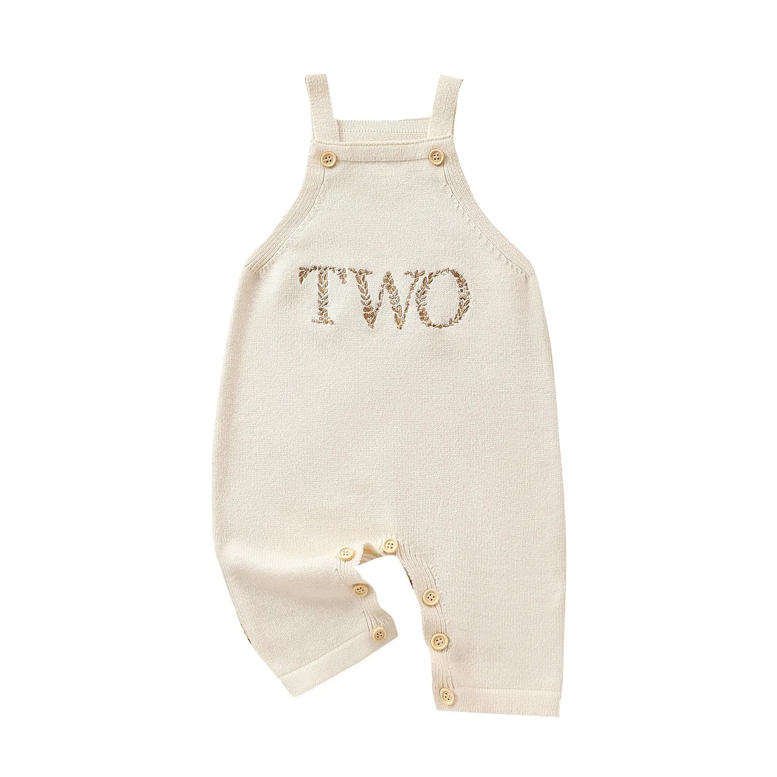 Two Birthday Knit Romper | Sand