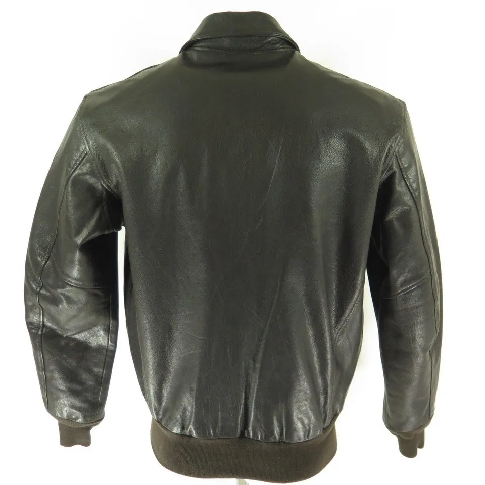 Type A-2 Leather Goatskin Flight Jacket Mens 38 Long New Cockpit Patches USA