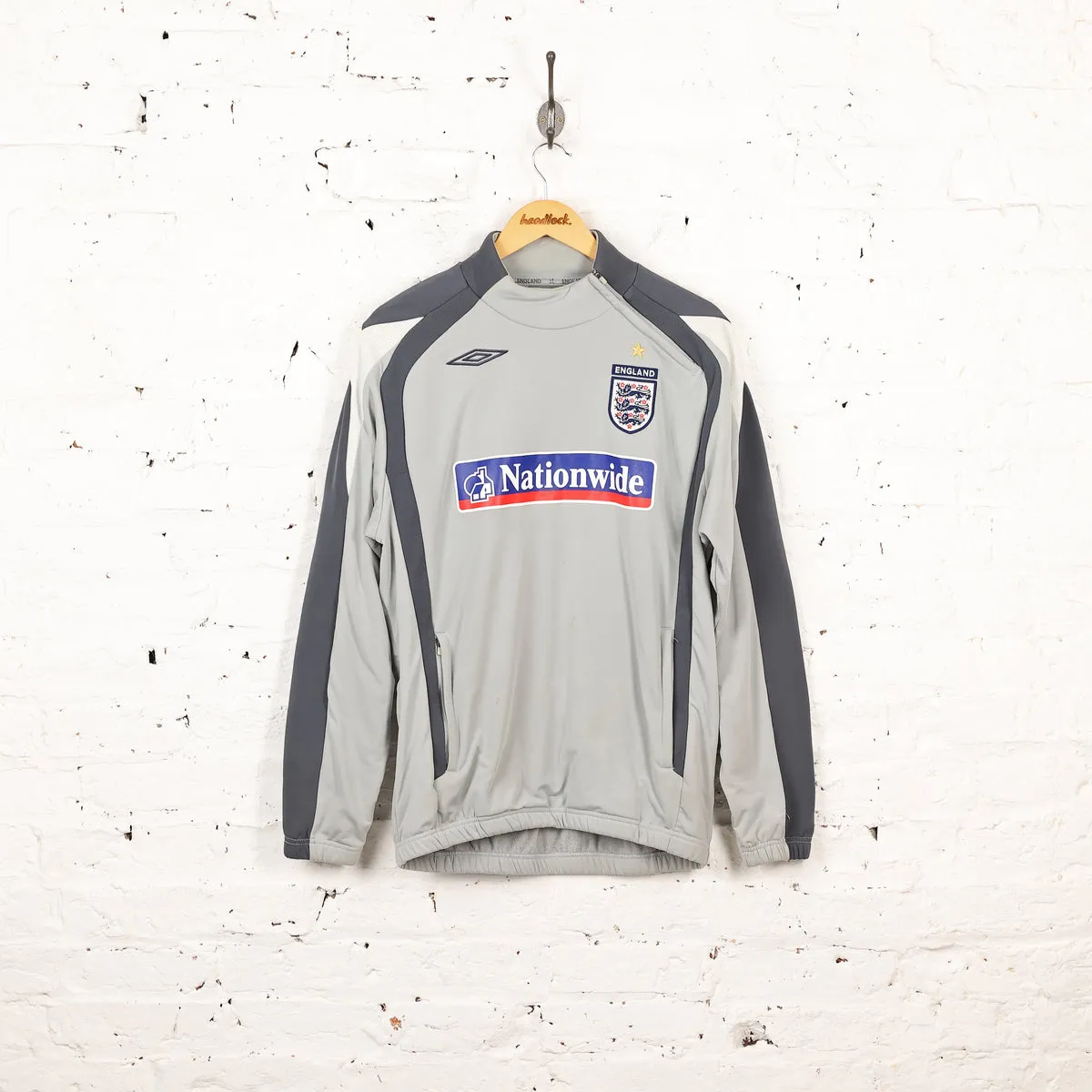 Umbro England Football Side Zip Training Tracksuit Top Jacket - Grey - M