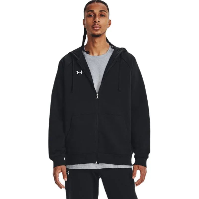 Under Armour Men's Black/White Rival Fleece Full Zip Hoodie