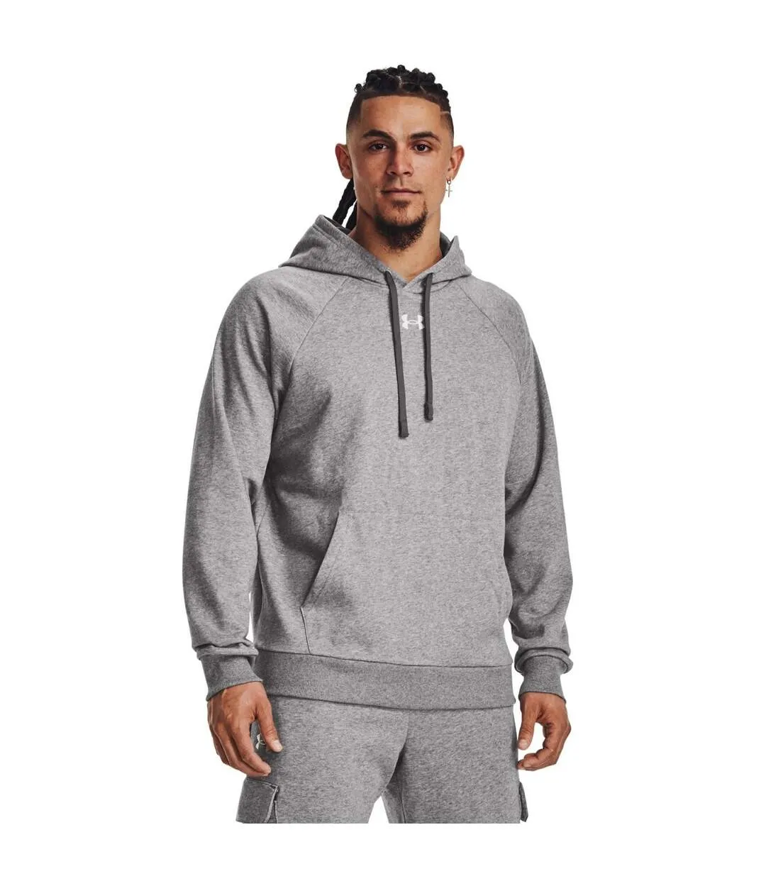 Unisex adult rival fleece hoodie castle rock/light heather Under Armour