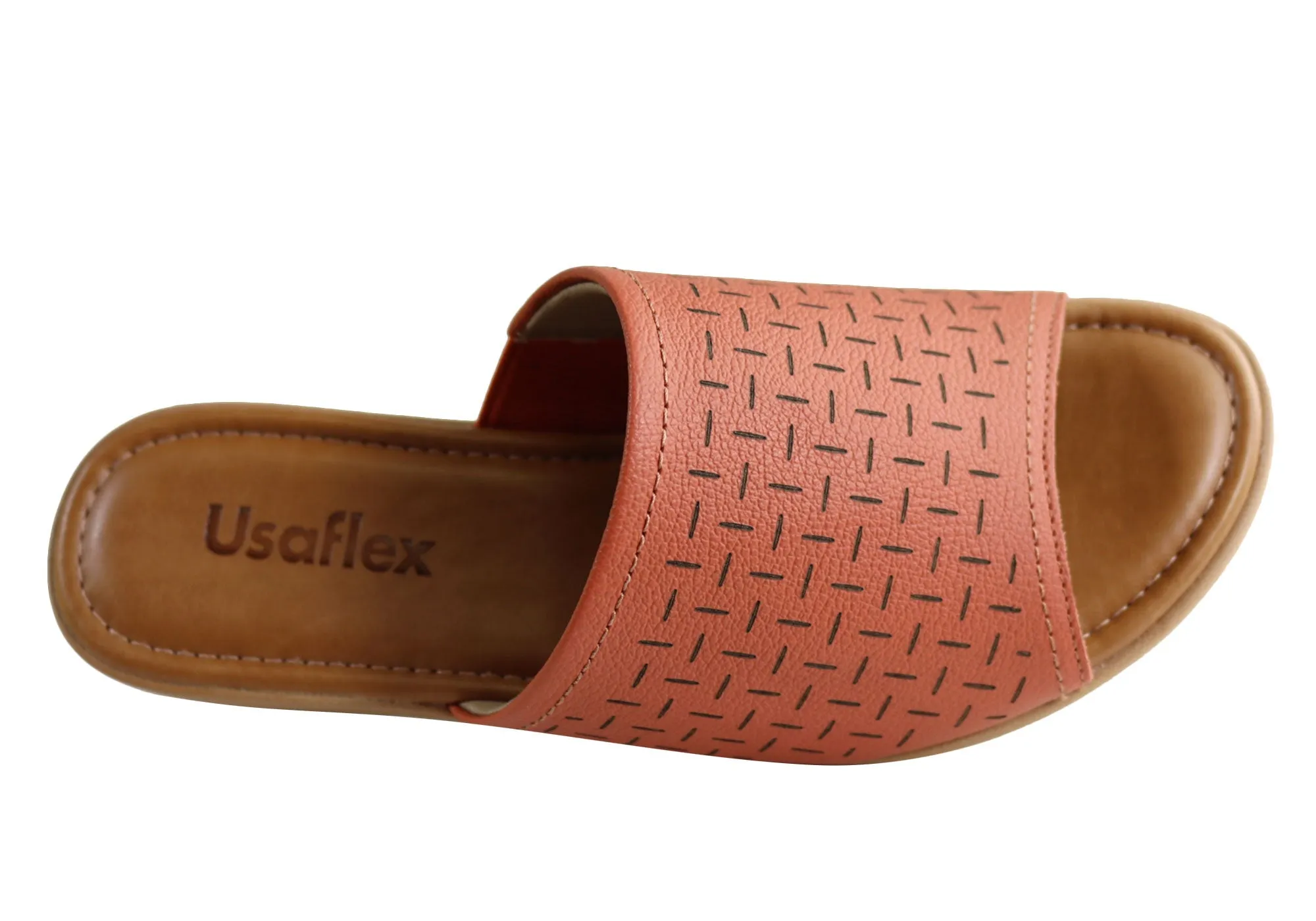 Usaflex Endigo Womens Brazilian Comfy Cushioned Leather Slides Sandals