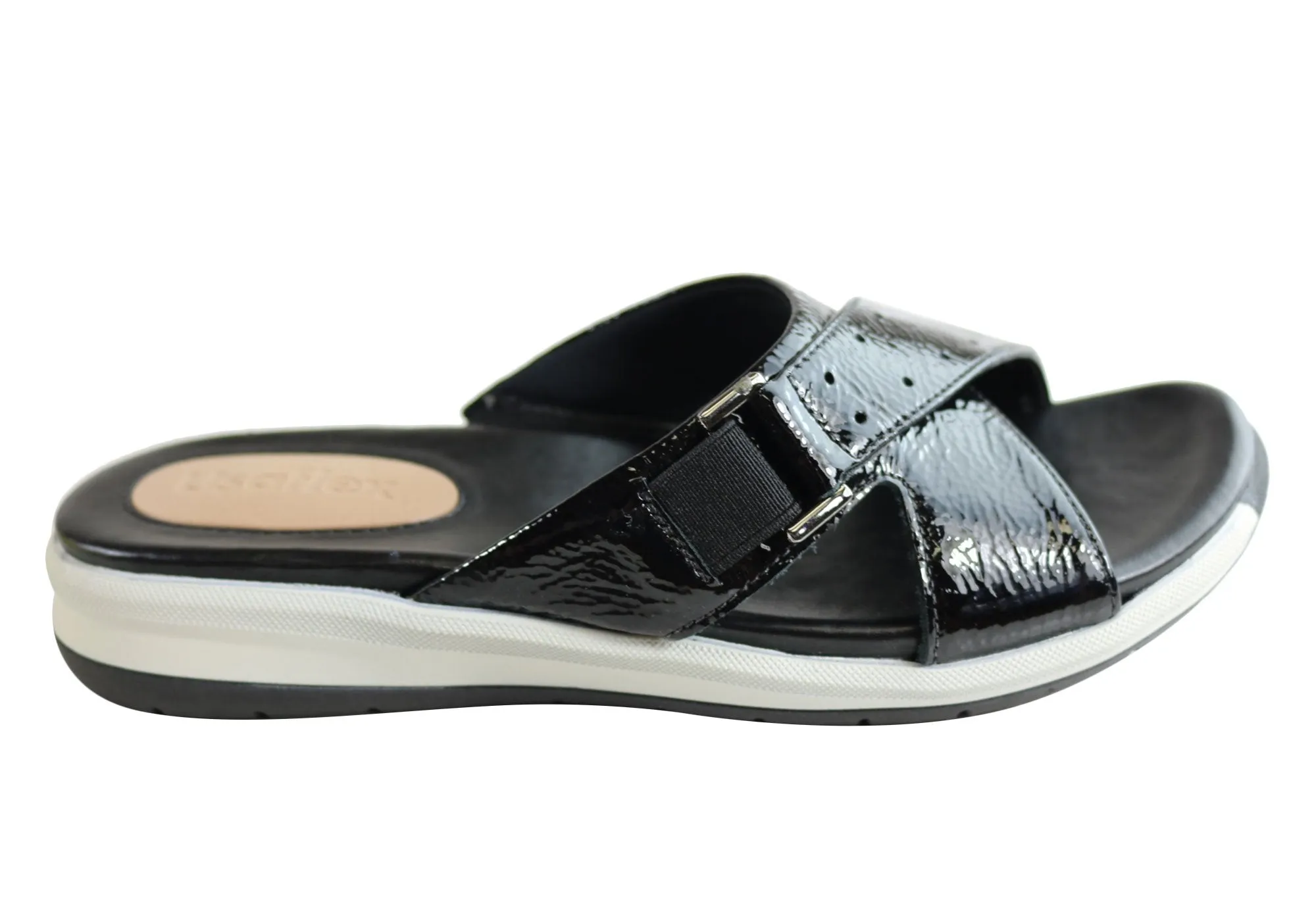 Usaflex Stella Womens Brazilian Comfy Cushioned Leather Slides Sandals