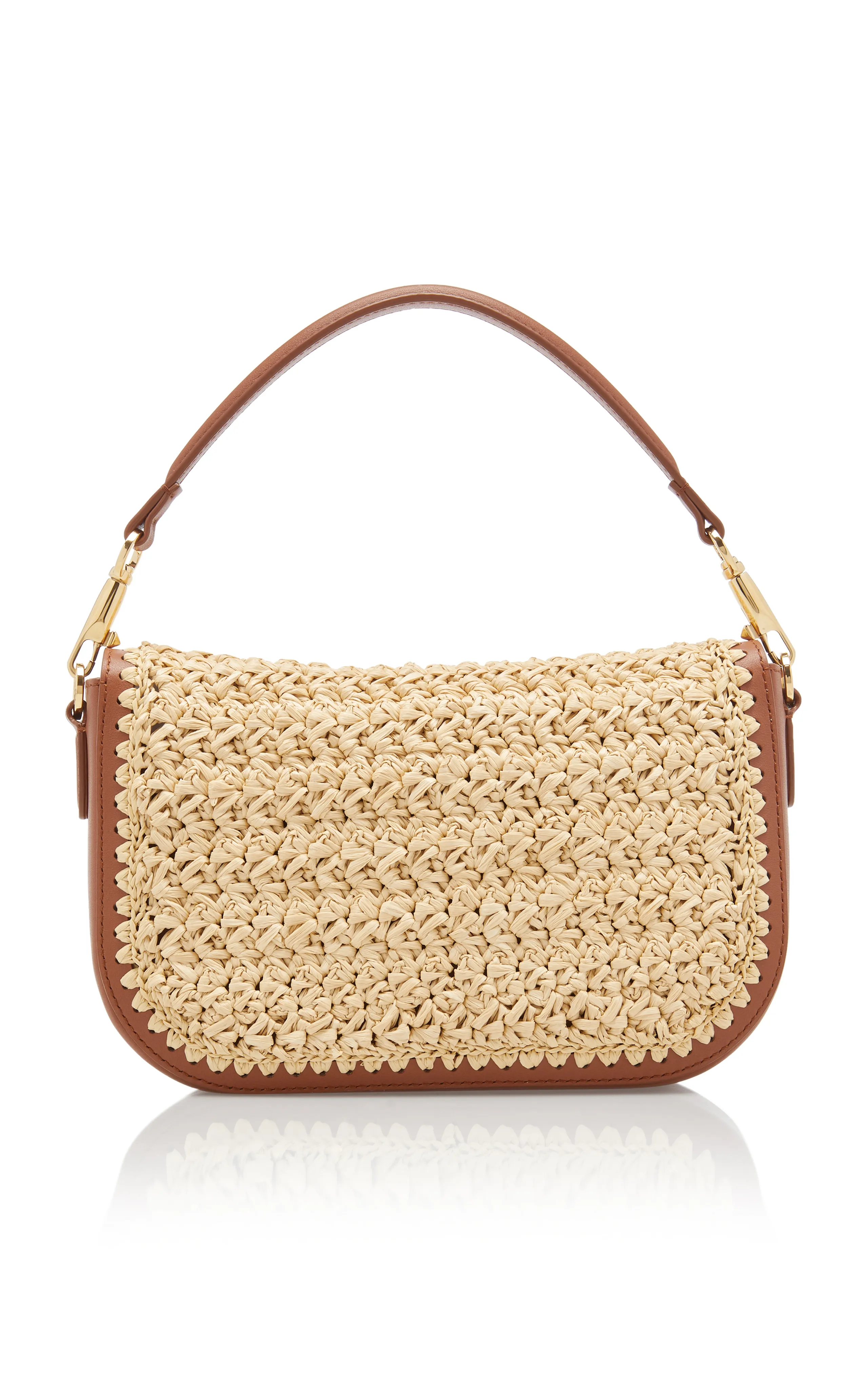 Valentino Garavani Alltime Leather and Raffia Shoulder Bag