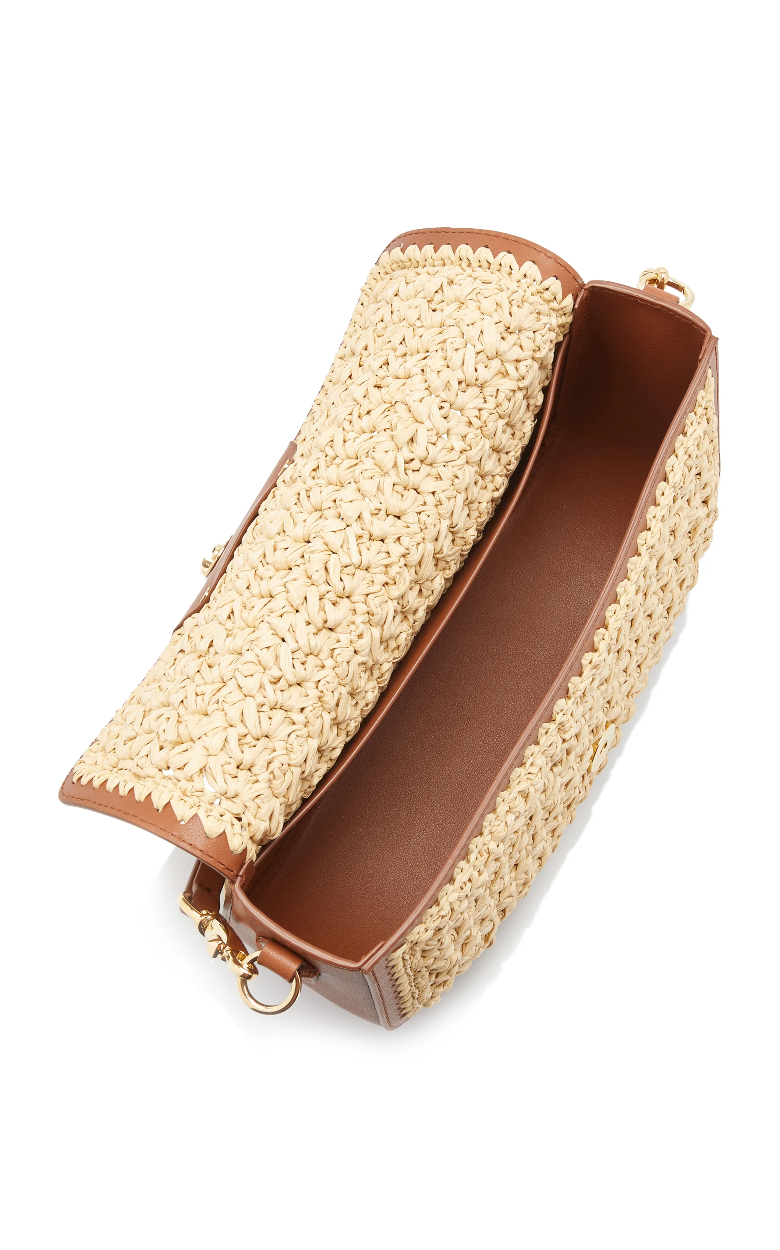 Valentino Garavani Alltime Leather and Raffia Shoulder Bag