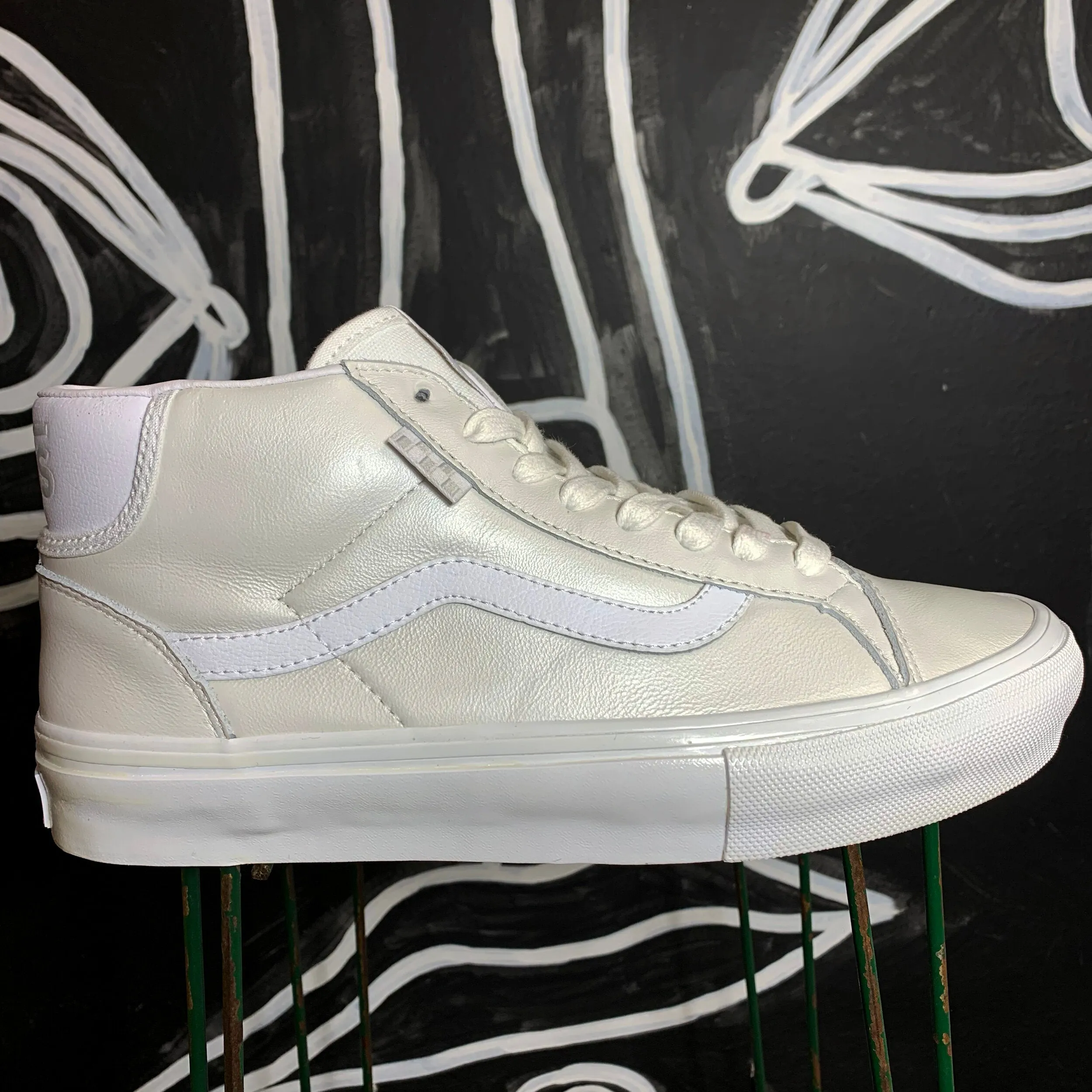 VANS SKATE MID SKOOL PEARL LEATHER WHITE