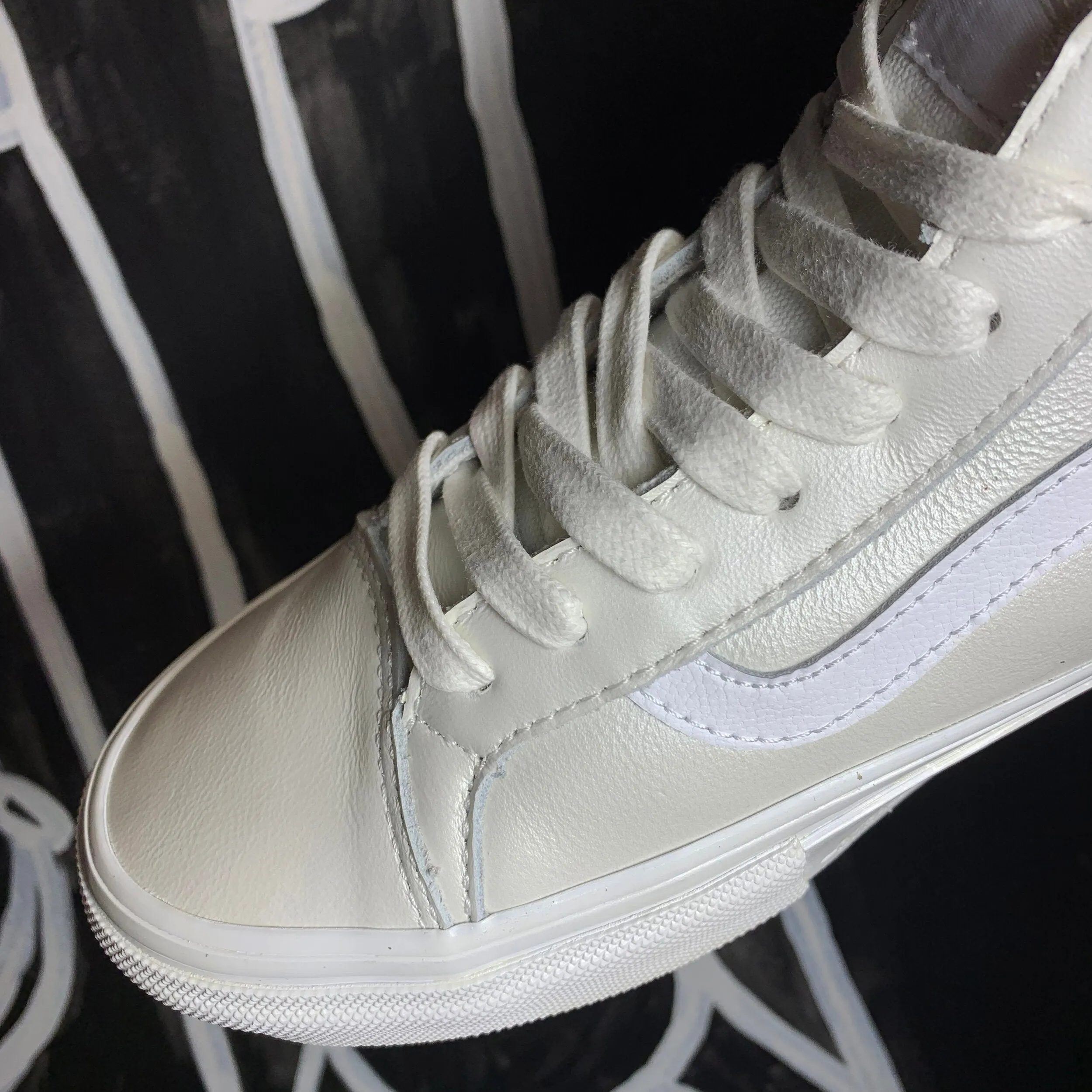 VANS SKATE MID SKOOL PEARL LEATHER WHITE