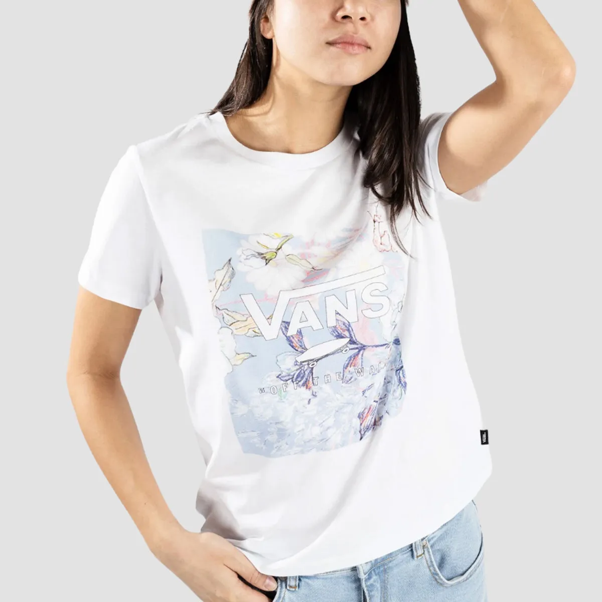 Vans Wild Bouquet Box Crew T-Shirt White - Womens