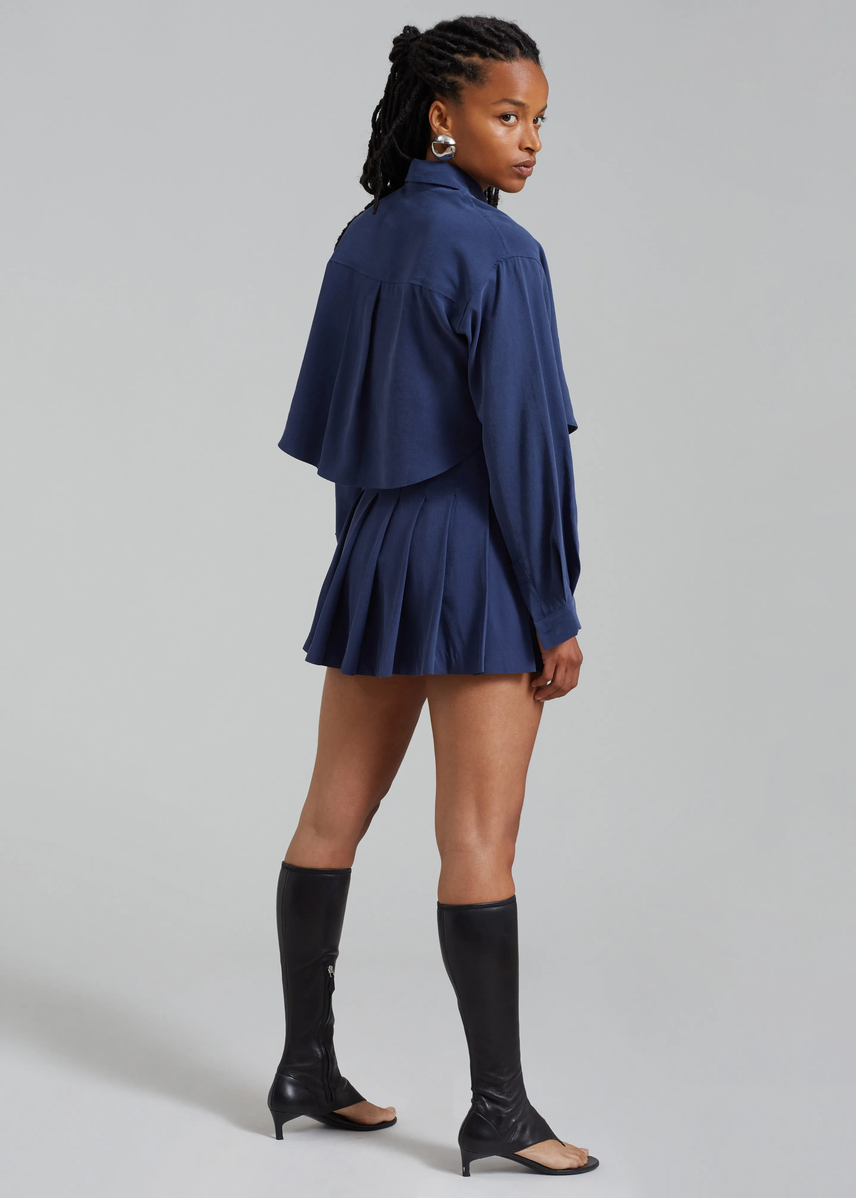 Venus Pleated Skirt - Navy