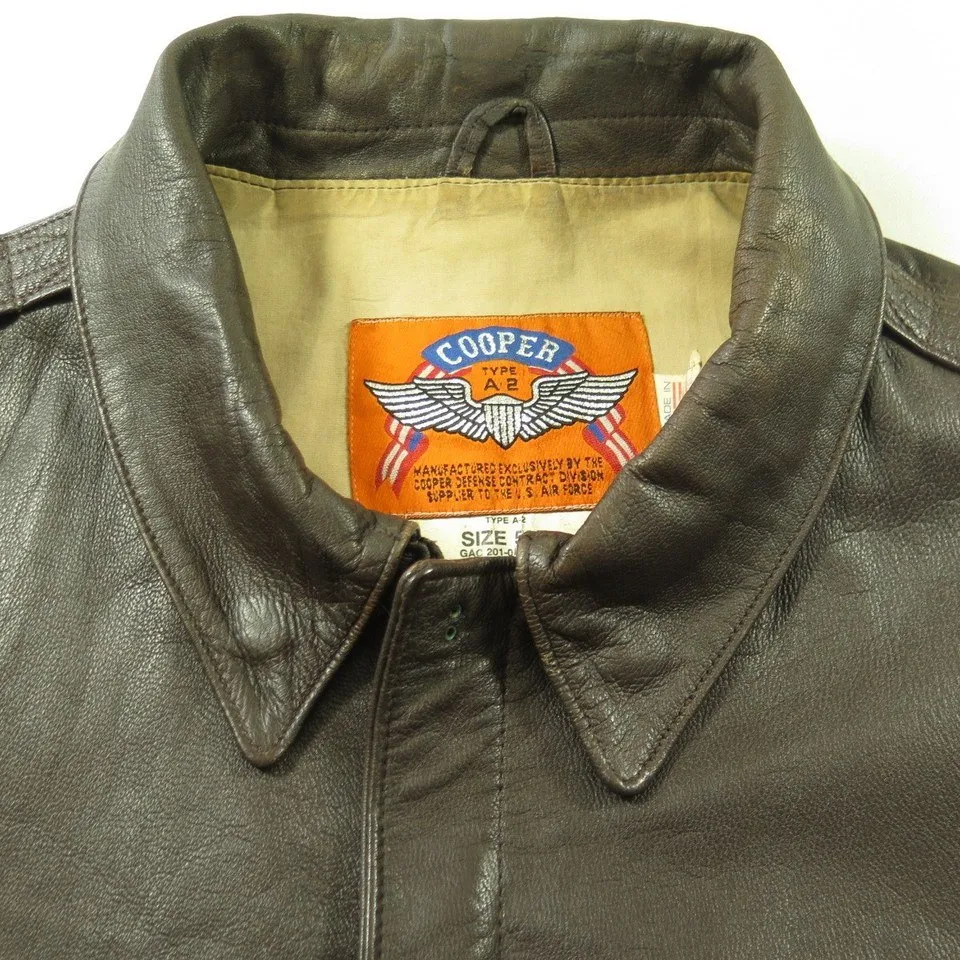 Vintage 90s Cooper A-2 Goatskin Leather Jacket Mens 52 NRA Anniversary Flight