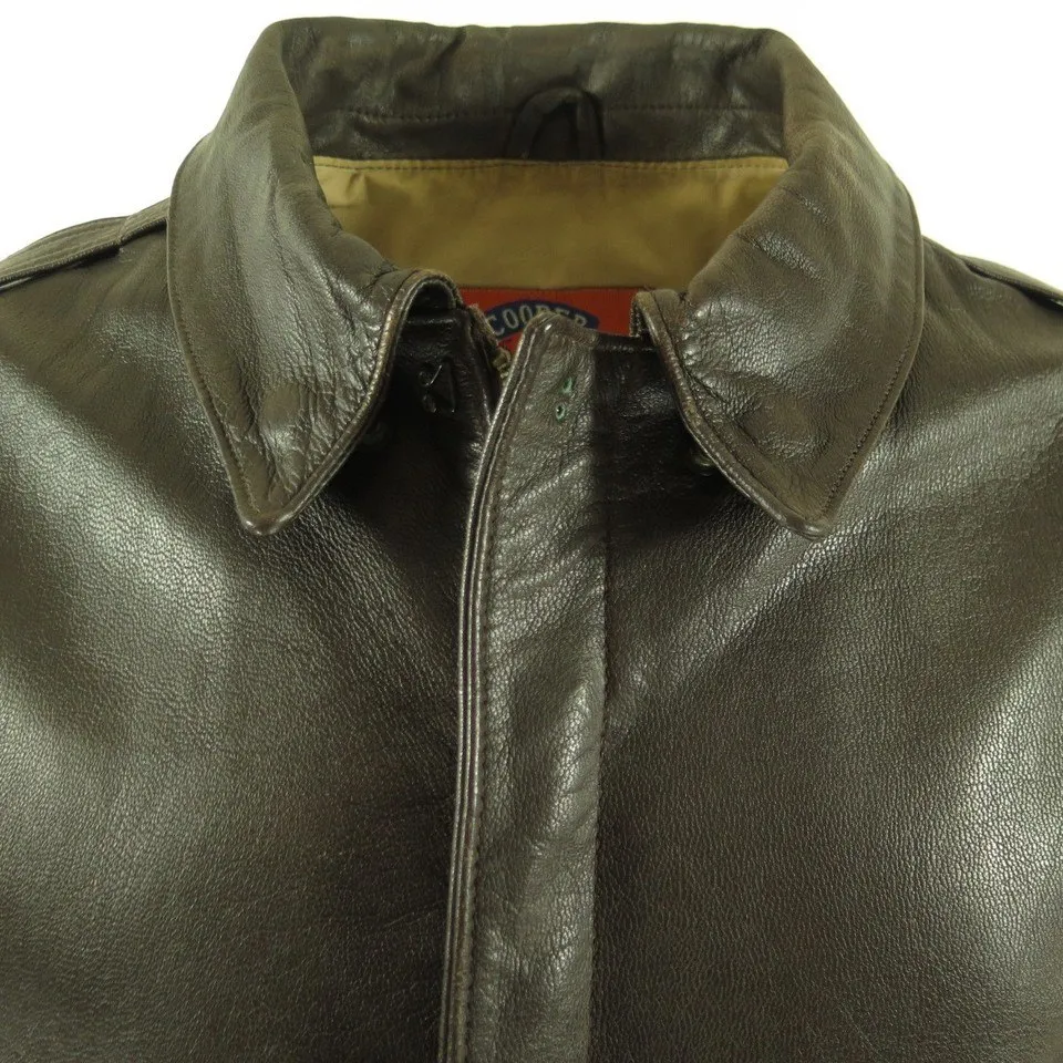 Vintage 90s Cooper A-2 Goatskin Leather Jacket Mens 52 NRA Anniversary Flight