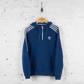 Vintage Adidas 1/4 Zip Up Hoodie - Blue - M