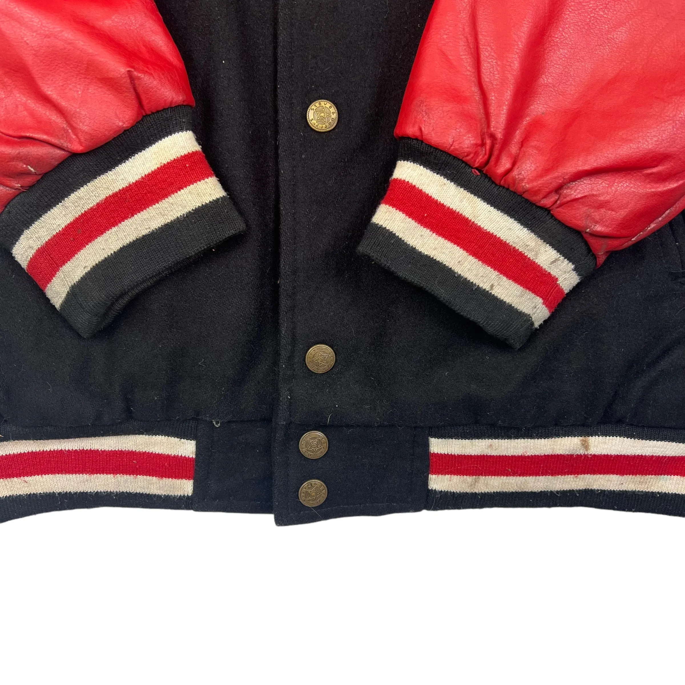 Vintage Maryland Terrapins Steve & Barrys 90's Black Red Leather Varsity Jacket