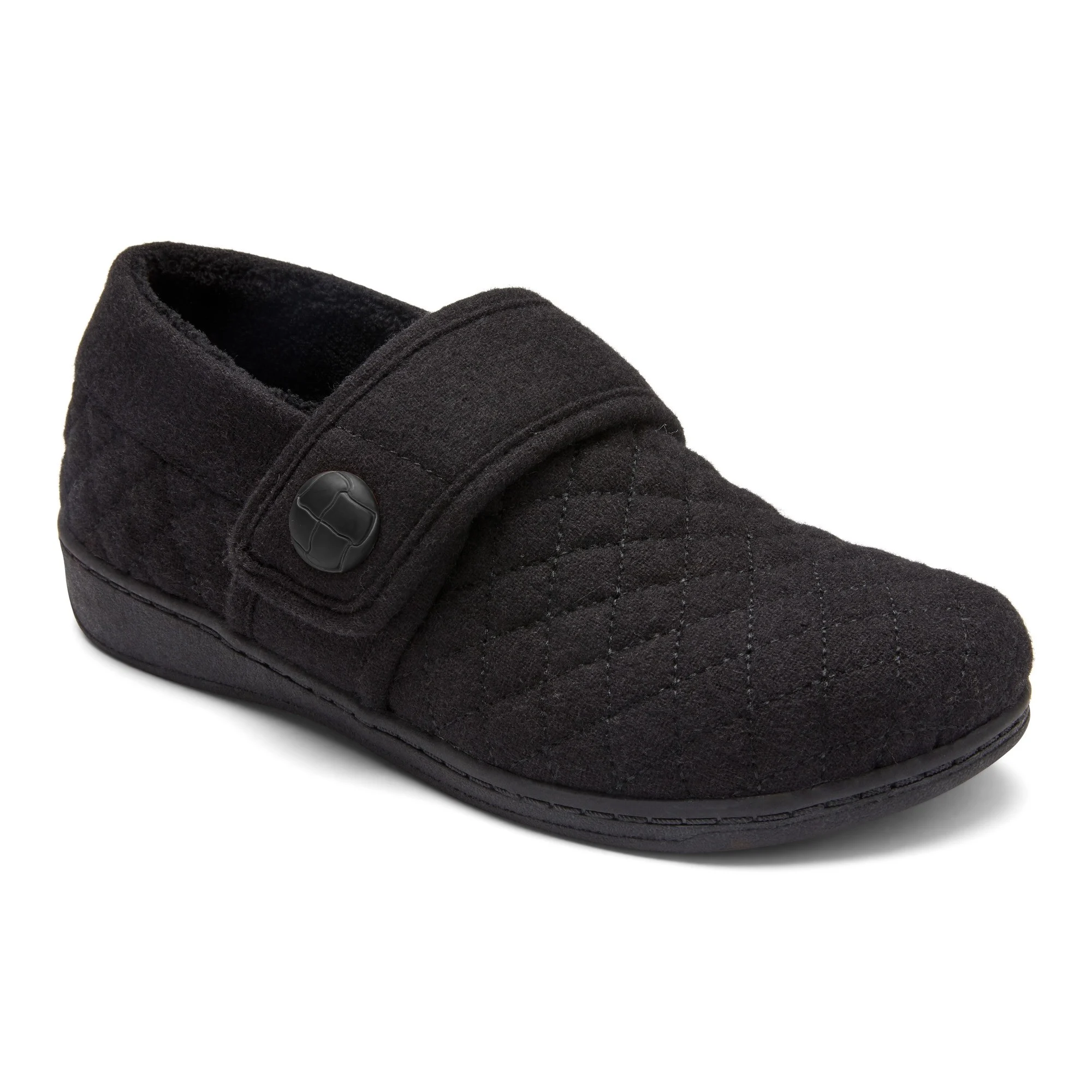 Vionic Womens Jackie Closed Back Slipper- Black Fleece