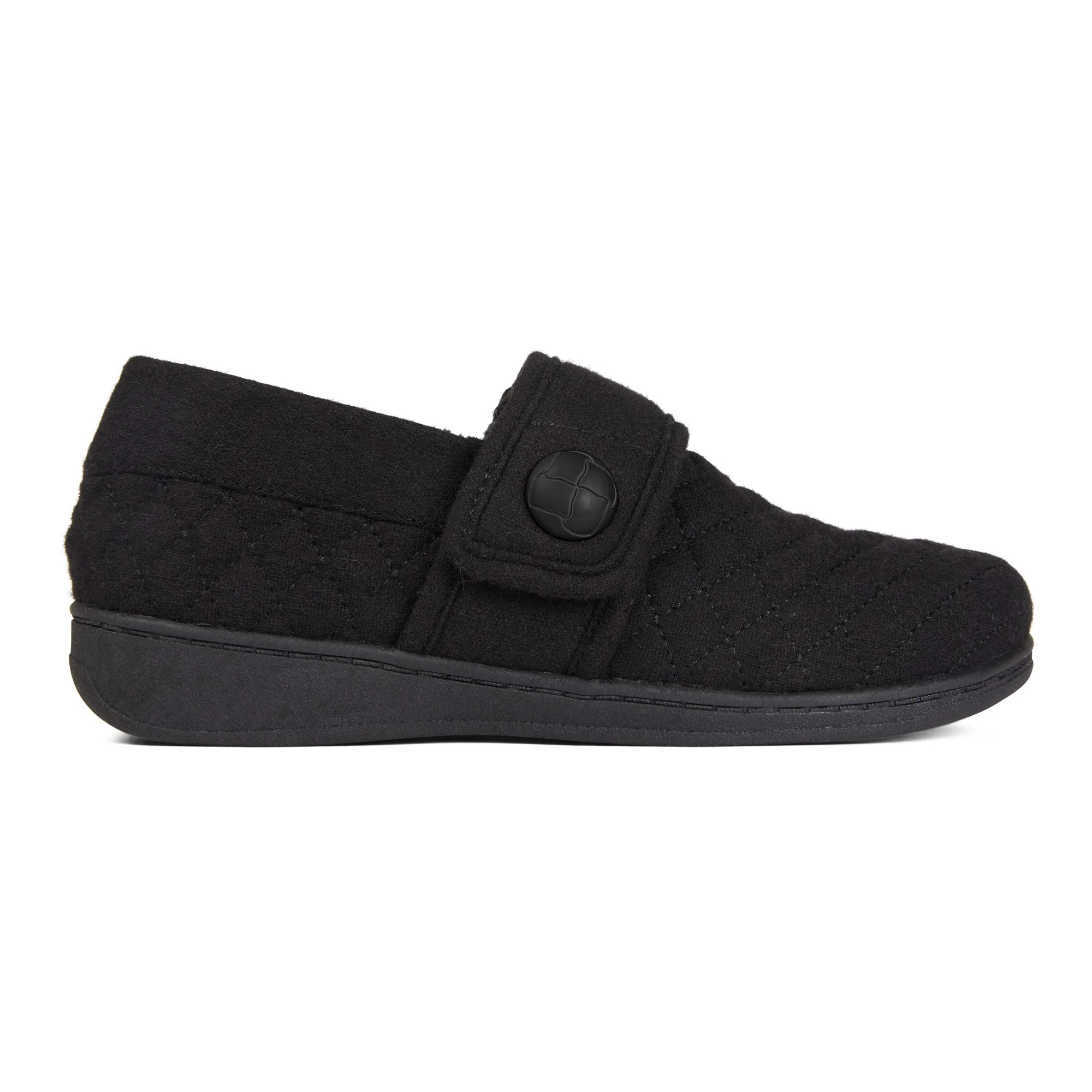 Vionic Womens Jackie Closed Back Slipper- Black Fleece