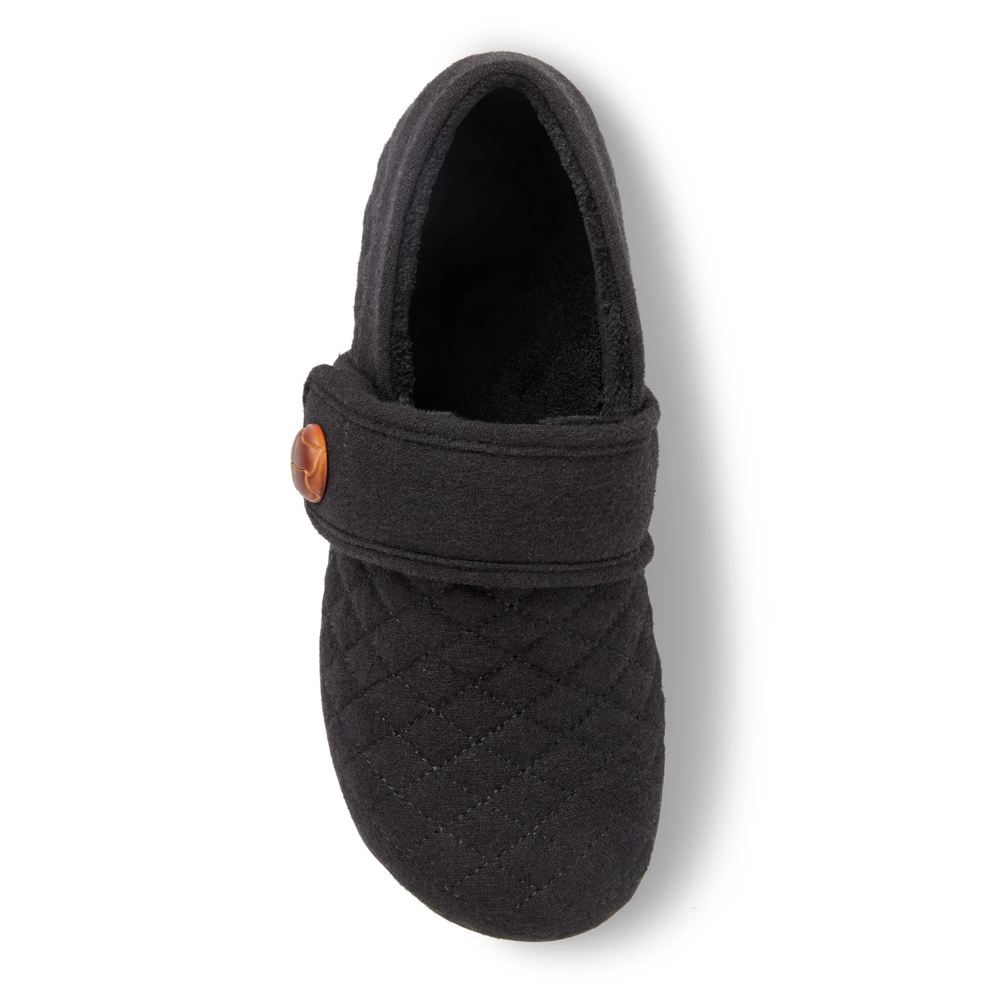 Vionic Womens Jackie Closed Back Slipper- Black Fleece