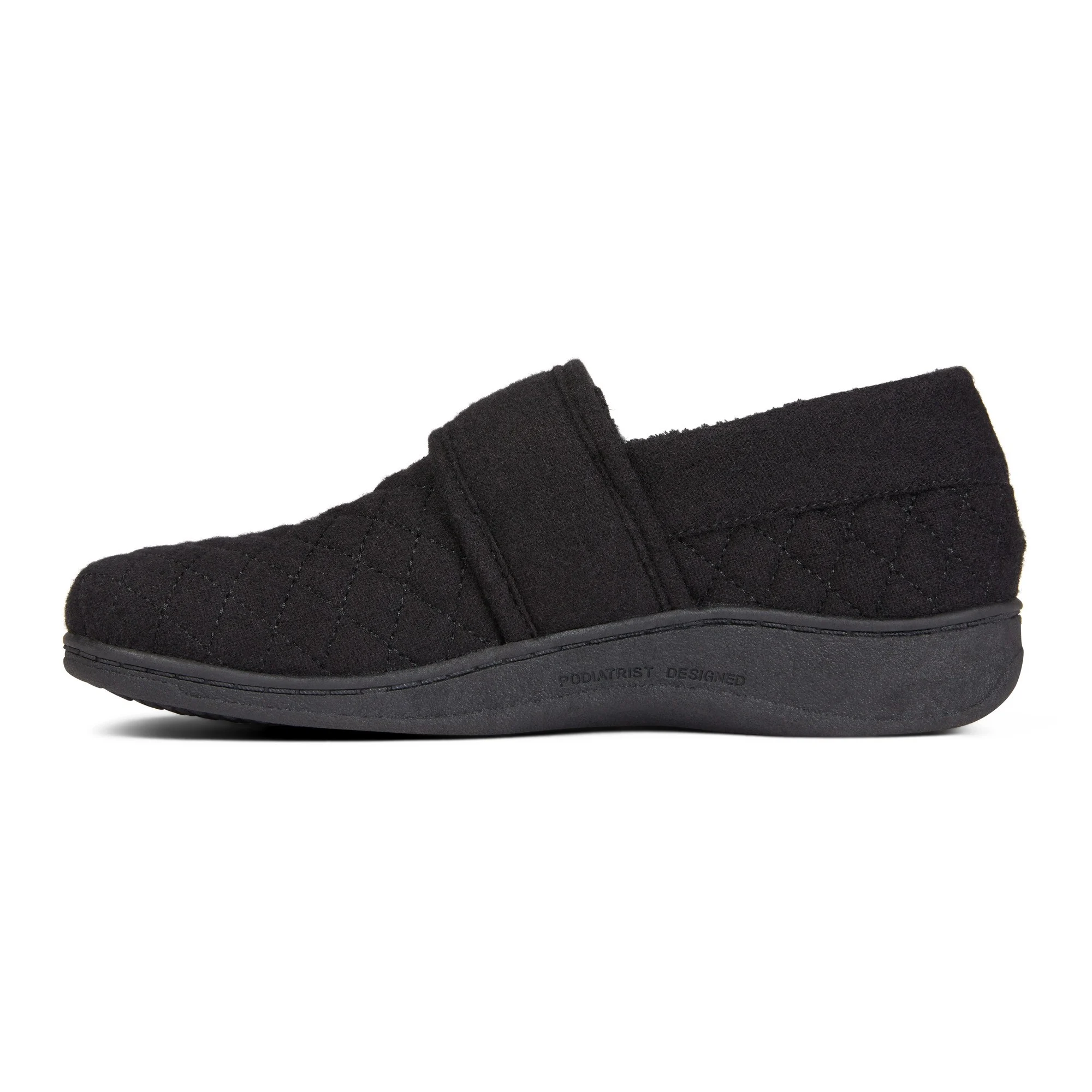 Vionic Womens Jackie Closed Back Slipper- Black Fleece