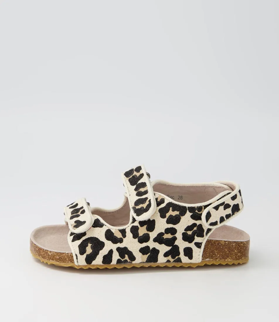 WALNUT Bec Mini Sandal Tot Ginger Leopard Canvas Sandals