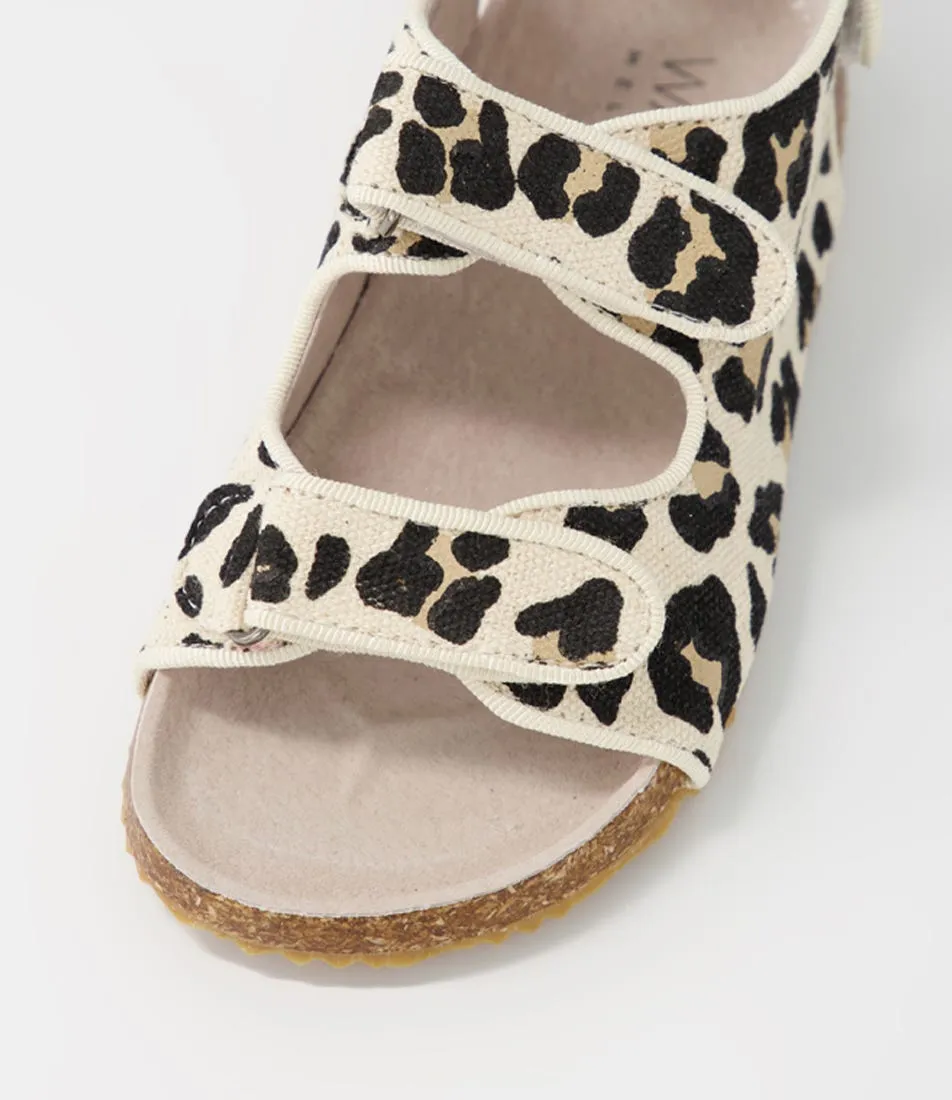 WALNUT Bec Mini Sandal Tot Ginger Leopard Canvas Sandals