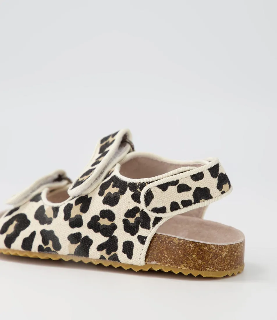 WALNUT Bec Mini Sandal Tot Ginger Leopard Canvas Sandals