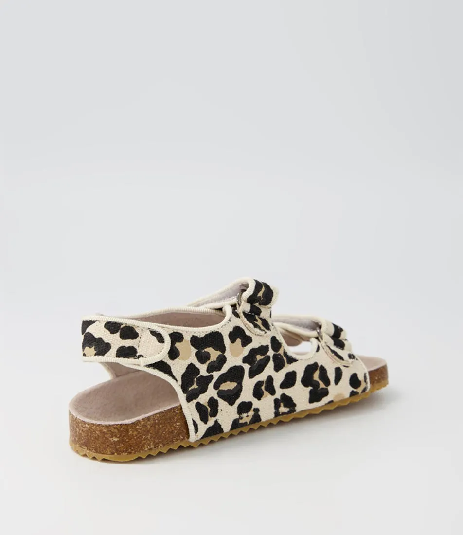 WALNUT Bec Mini Sandal Tot Ginger Leopard Canvas Sandals