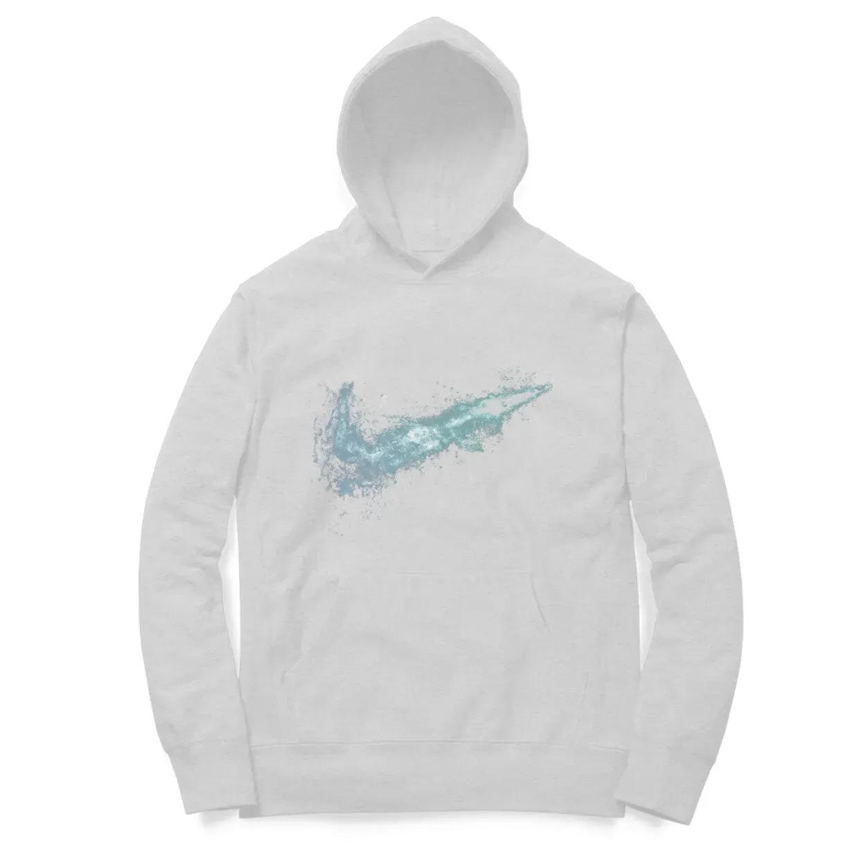 Water Swoosh Typographic Print Cotton Hoodie For Men and Women