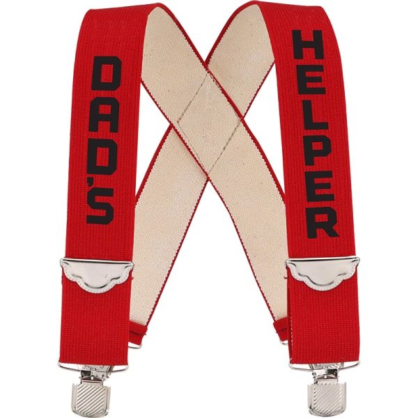 Welch Workwear Kids' 1-1/2-In X-Back Dad's Helper Imprint Clip-On Suspender in Red