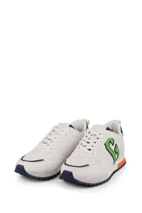 White and Green New York Low Top Trainers