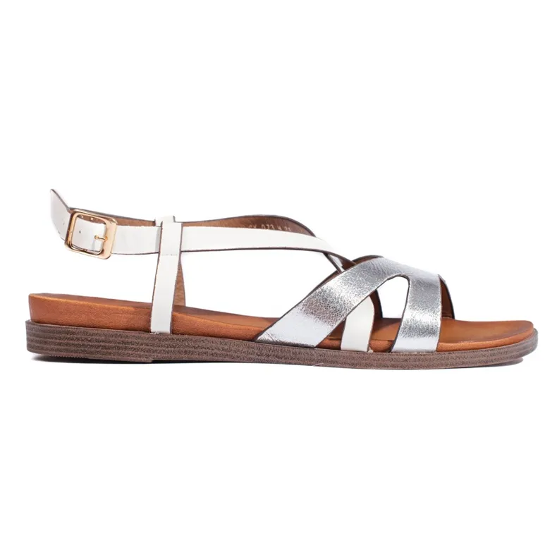 White flat women's sandals by Sergio Leone