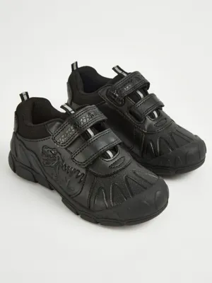 Wide Fit Black Two Strap Dinosaur Trainers | School | George at ASDA